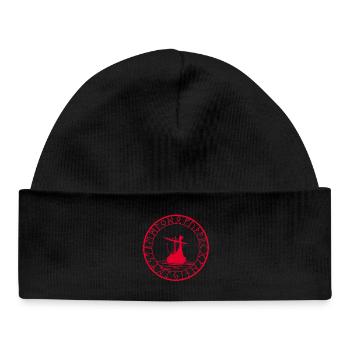 Rotes Wikinger-Langschiff und Kompass - Baby Organic Mütze - Schwarz - Vorne