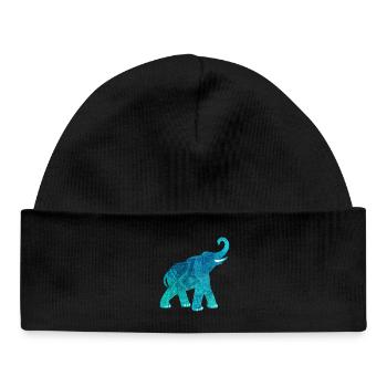 Mandala Namaste Elephant Yoga India Meditation om - Baby Organic Beanie - black - Front