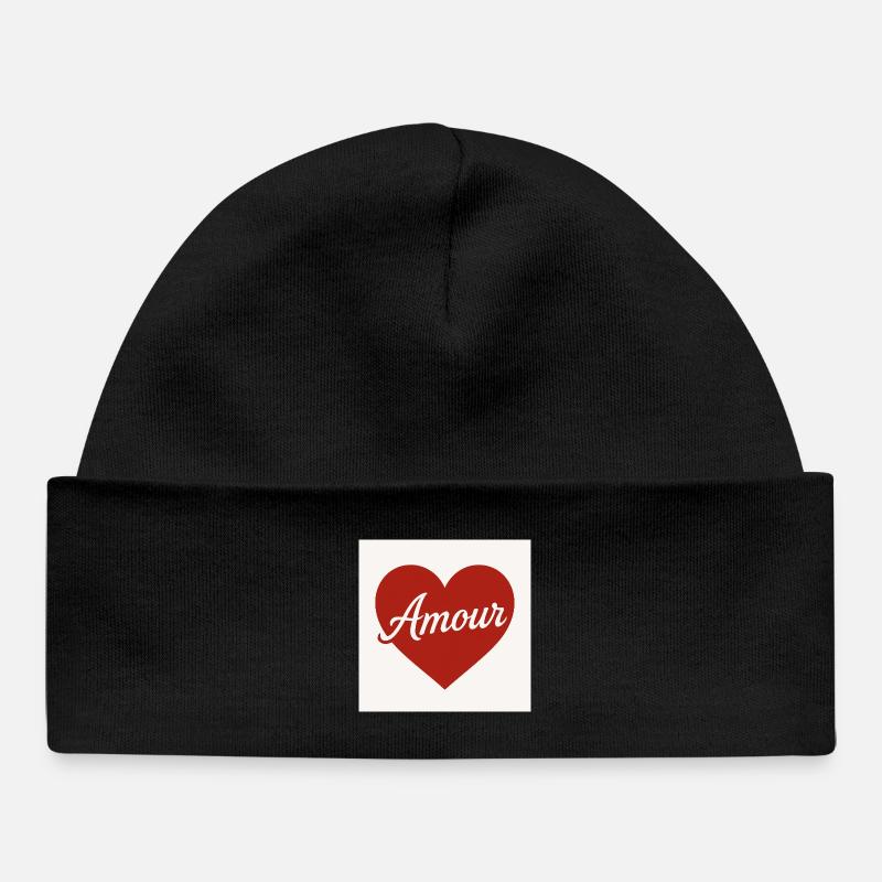 Forme de cœur aimant avec texte Amour - Bonnet bébé bio - noir