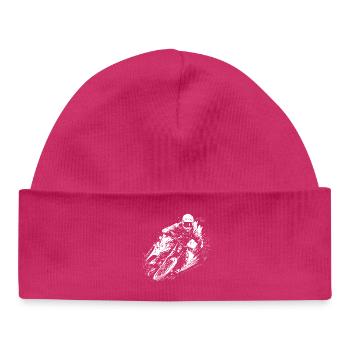 Dessin de motard BMX - Bonnet bébé bio - hot pink - Devant