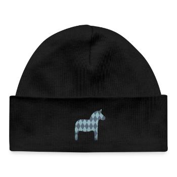 Dala Horse Diamond Pattern Scandinavian Decoration Kids - Baby Organic Beanie - black - Front