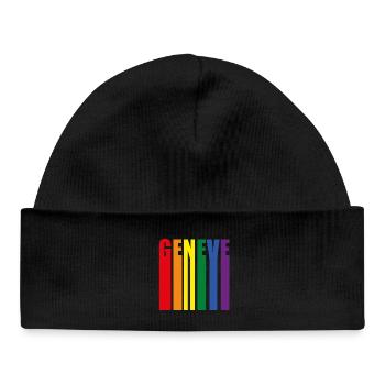 Colorful GENEVE word design - Baby Organic Beanie - black - Front