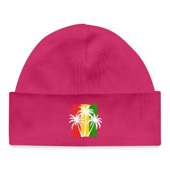 Tropische Sonnenuntergangspalmen-Silhouette - Baby Organic Mütze - hot Pink - Vorne