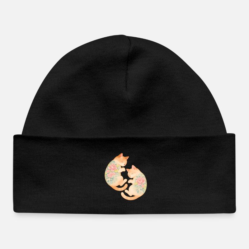 Twin Inked Cats – Sérénité flottante - Bonnet bébé bio - noir