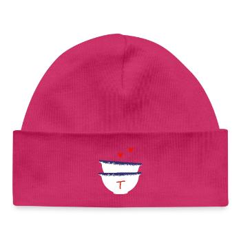 Lettre t bols breton - Bonnet bébé bio - hot pink - Devant