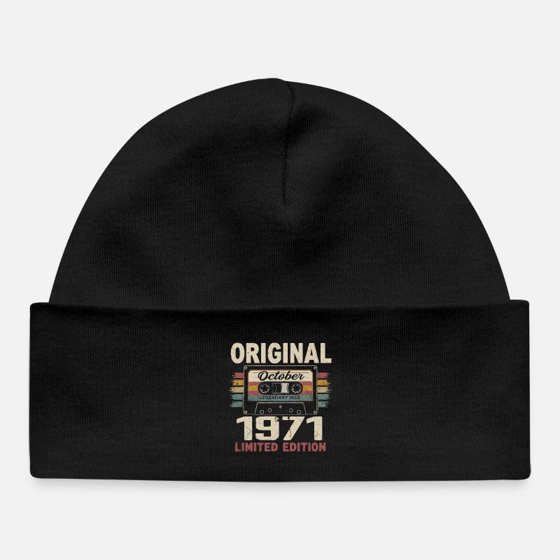 Né en Octobre 1971 | Cadeau Vintage Octobre 1971 - Bonnet bébé bio - noir
