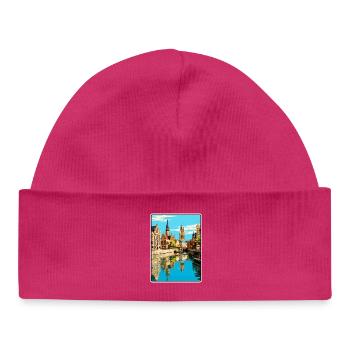 Gent Belgien Charmante Stadt Skyline Illustration - Baby Organic Mütze - hot Pink - Vorne