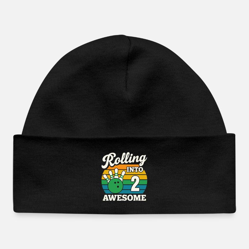 Rouler en 2 avec une boule de bowling - Bonnet bébé bio - noir