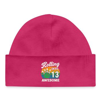Retro Bowling 13. Geburtstag T-Shirt - Baby Organic Mütze - hot Pink - Vorne