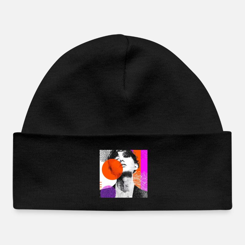 Portrait Pop Art Abstrait Enveloppant - Bonnet bébé bio - noir