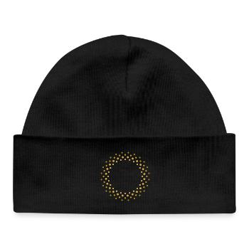 Ring-shaped, golden dot pattern - Baby Organic Beanie - black - Front