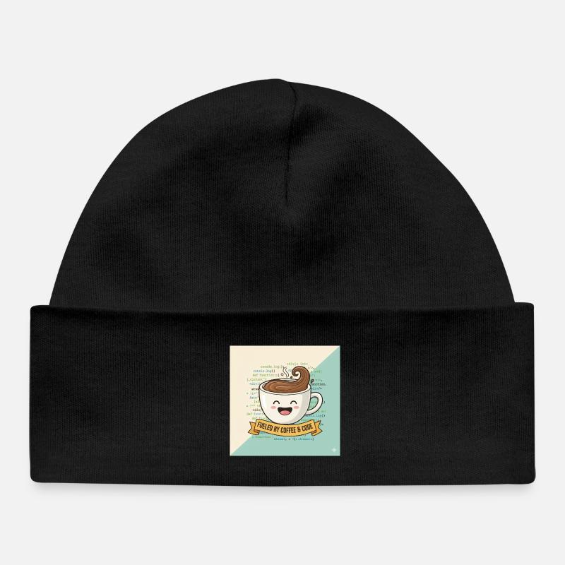 Happy Coffee Mug and Code - Baby Organic Beanie - black
