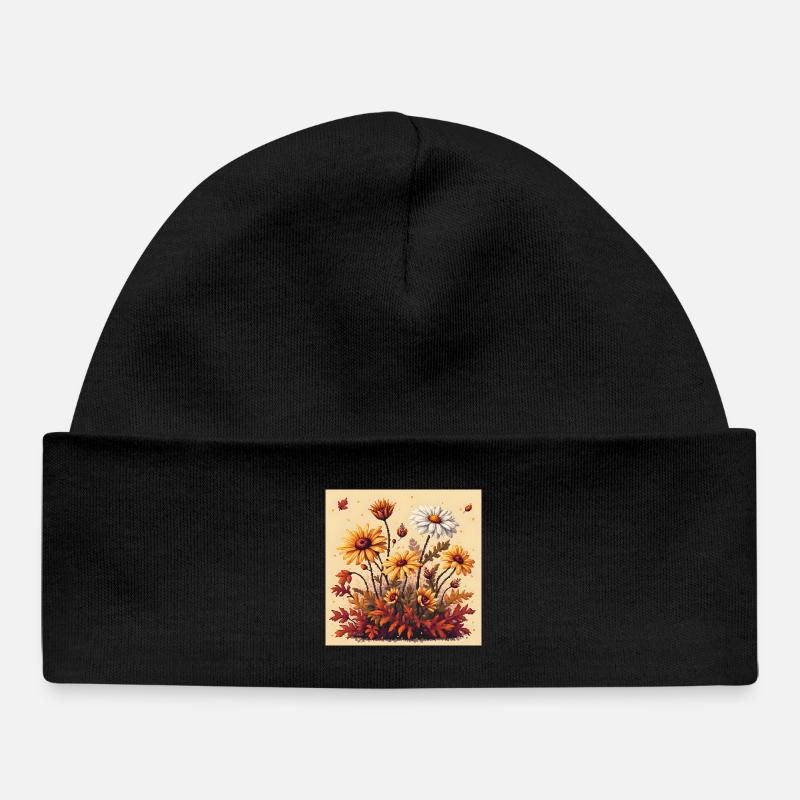 8 bits Floraison d’automne - Bonnet bébé bio - noir