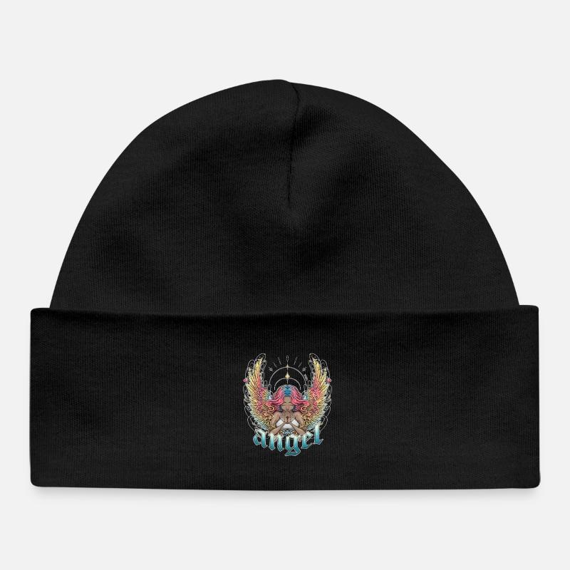 Ange céleste aux ailes multicolores - Bonnet bébé bio - noir