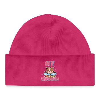 Kitten Joy Anti Depression Humor Animal - Baby Organic Beanie - hot pink - Front