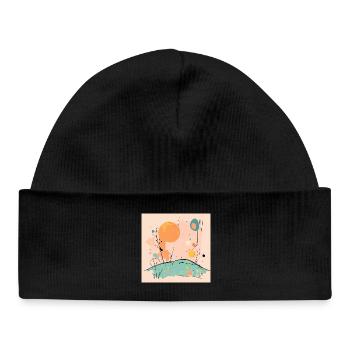 Illustration abstraite de soleil et de paysage - Bonnet bébé bio - noir - Devant