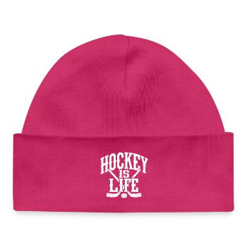 Hockey is Life - Eishockey Spruch - Bonnet bébé bio - hot pink - Devant
