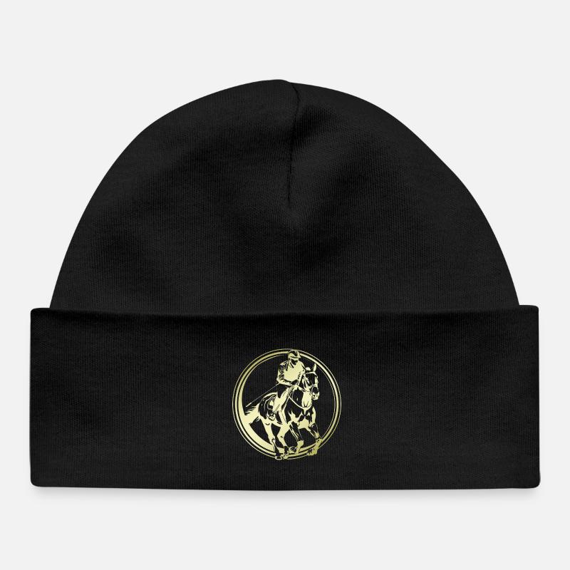 Silhouette de cheval d’équitation - Bonnet bébé bio - noir