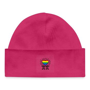 Heart Rainbow Celebration - Baby Organic Beanie - hot pink - Front