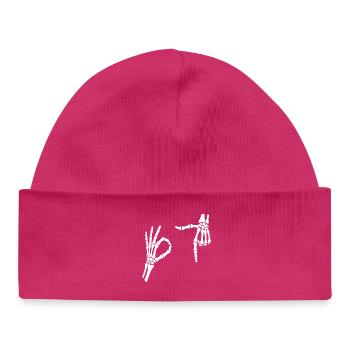 67 Six Seven Meme Gen Alpha Skeleton Halloween - Baby Organic Beanie - hot pink - Front