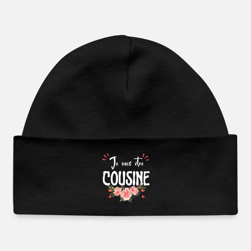 Je veux être cousine,Annonce grossesse - Bonnet bébé bio - noir