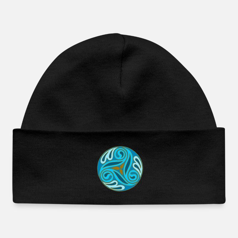 Sphère celte Bleue - Bonnet bébé bio - noir