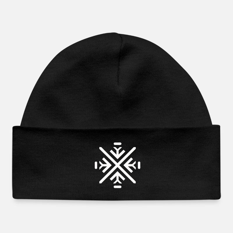 Sleek geometric flake - Baby Organic Beanie - black