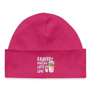 Rasberry Matcha Latte Love Spruch Coffee Caffee - Baby Organic Mütze - hot Pink - Vorne