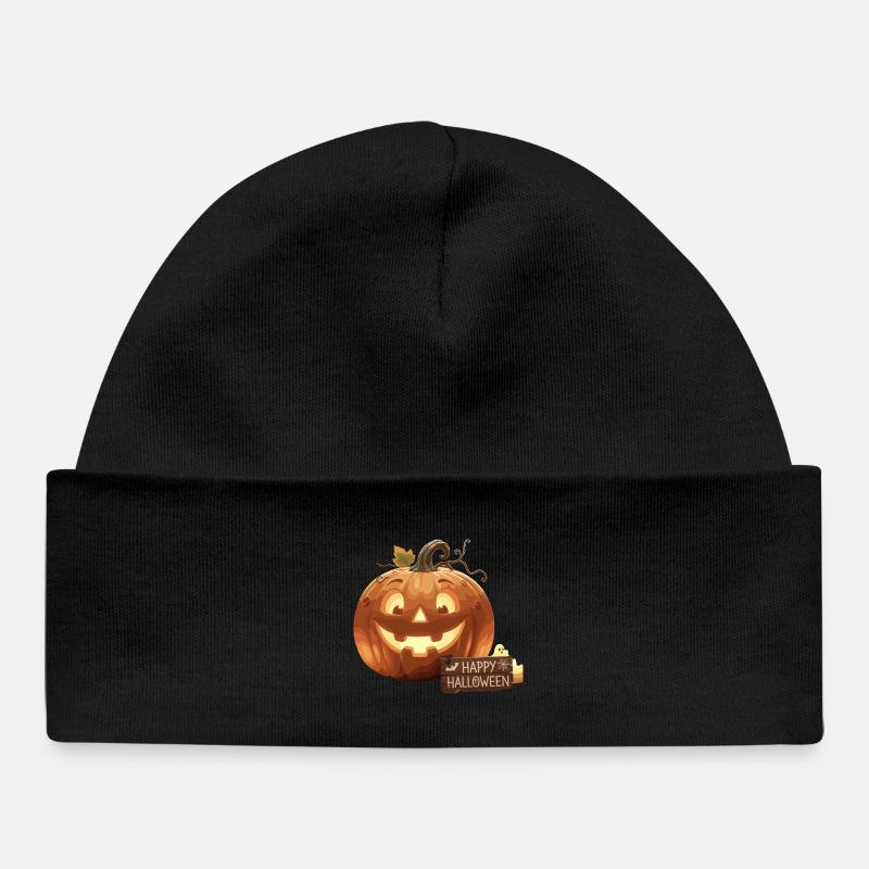 Joyeux Halloween Citrouille - Bonnet bébé bio - noir