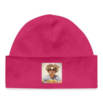 Portrait de nouilles de jeune homme dans des lunettes à l’air froid - Bonnet bébé bio - hot pink - Devant