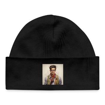 Vintage Glam Man with Silk Scarf - Baby Organic Beanie - black - Front