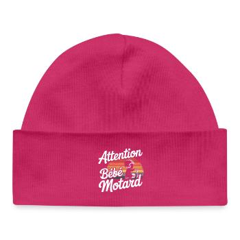 Attention Bébé Motard Vintage - Bonnet bébé bio - hot pink - Devant