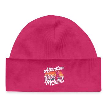 Attention Bébé Motard - Bonnet bébé bio - hot pink - Devant