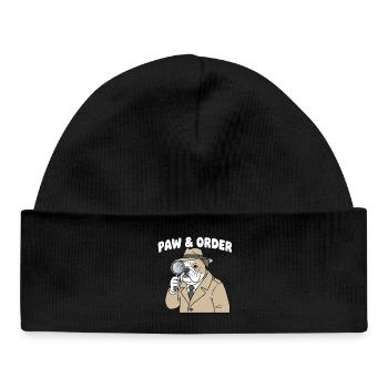 Paw & Order Bulldog Detective - Baby Organic Beanie - black - Front