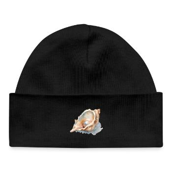 Watercolor Seashell with Pearl - Baby Organic Beanie - black - Front