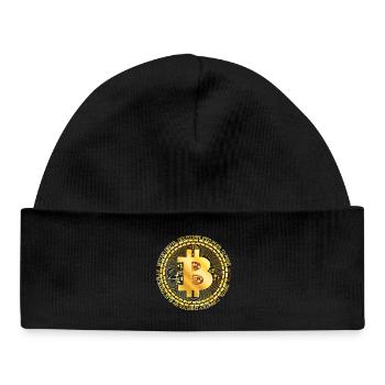 Bitcoin Gold Ring - Baby Organic Beanie - black - Front