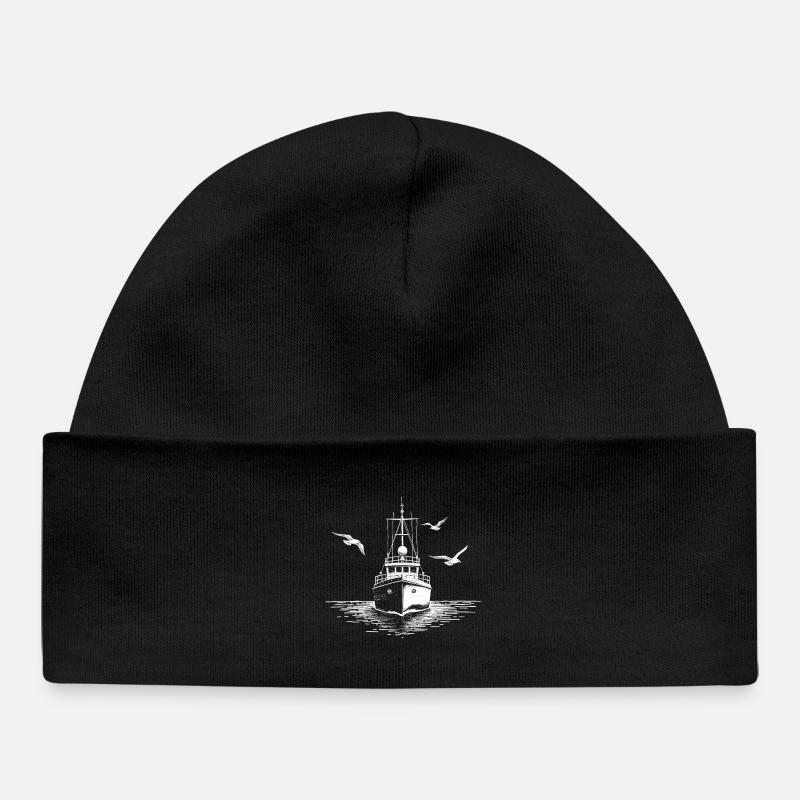 Cutter de pêche Chalutier Pêche Mer - Bonnet bébé bio - noir