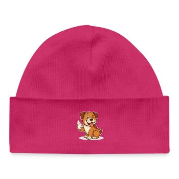 Chien heureux pouces vers le haut - Bonnet bébé bio - hot pink - Devant