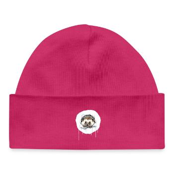 Un hérisson mignon sort de la fissure - Bonnet bébé bio - hot pink - Devant