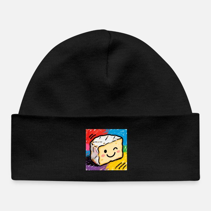 Cheese Friend Pop Art Camembert - Bonnet bébé bio - noir