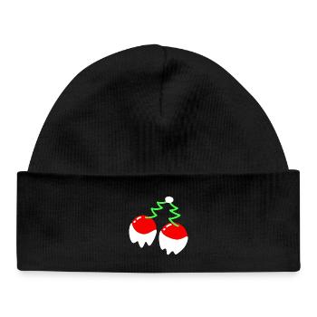 Kirsche – Weihnachten - Baby Organic Mütze - Schwarz - Vorne