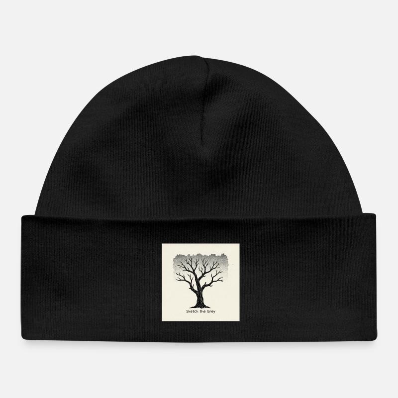 Linogravure de l’arbre urbain « Croquis du Gris » - Bonnet bébé bio - noir