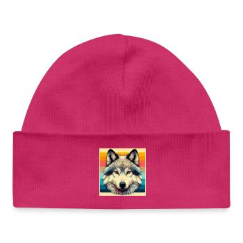 Wolf - Baby Organic Beanie - hot pink - Front