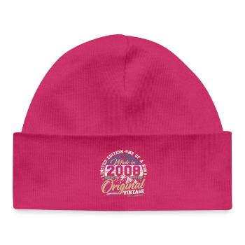 2008 Vintage Birthday Retro Gift - Baby Organic Beanie - hot pink - Front