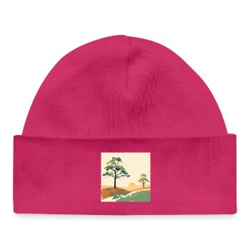 Pastell-Sonnenuntergangsbäume - Baby Organic Mütze - hot Pink - Vorne