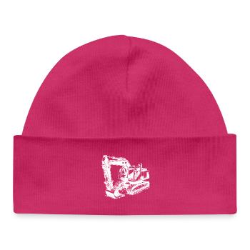 Bagger Schaufelheld und Muskelprotz mit Kabine - Baby Organic Mütze - hot Pink - Vorne