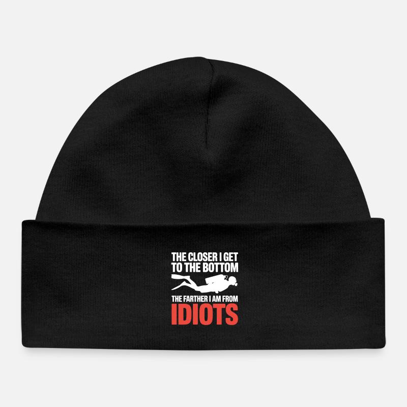 Plongée en bas : Plus proche plus loin des idiots - Bonnet bébé bio - noir