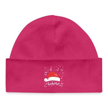 Ho ho ho Weihnachtsmütze Weihnachtsmann Musik Note - Baby Organic Mütze - hot Pink - Vorne