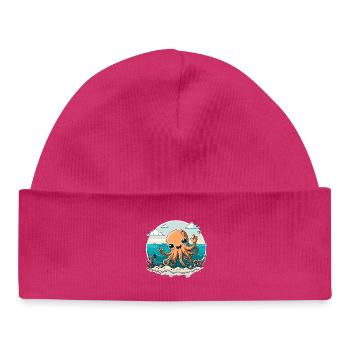 Calmar heureux sur la plage - Bonnet bébé bio - hot pink - Devant