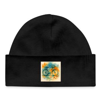 Aquarelle, vélo dans l’explosion des couleurs - Bonnet bébé bio - noir - Devant